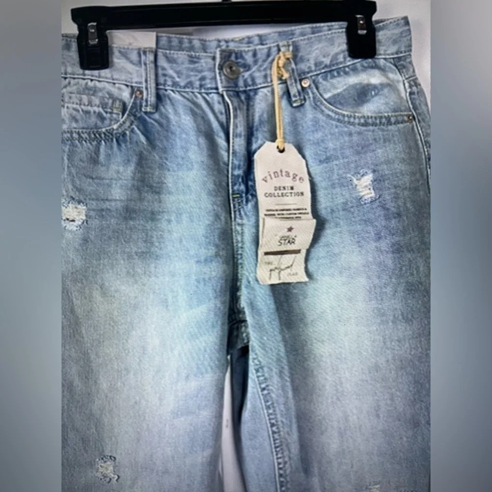 Vanilla Star Womens Vintage High Rise Distressed The Girlfriend Jeans Sz 7 NWT